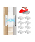 Ultra Thin No Drill Magnetic Cabinet Door Catch Set Keeps Cabinets Closed With Super Strong Stainless Steel Magnets Adhesive Mount Double Sided Tape Easy Install For Cabinets And Drawers showing adhesive and magnets