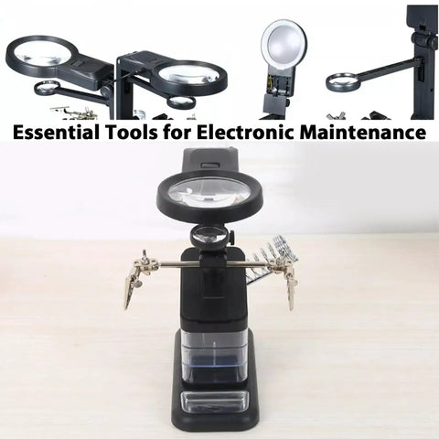 USB Electric Soldering Clamp With 10 LED Magnifying Desk Lamp For Electronics Repair Adjustable Third Hand Tool