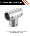 316 Stainless Steel Handrail Tee Connector 90 Degree For 1 Inch OD Tubing, Mirror Polished Heavy Duty T Joint Precision Cast