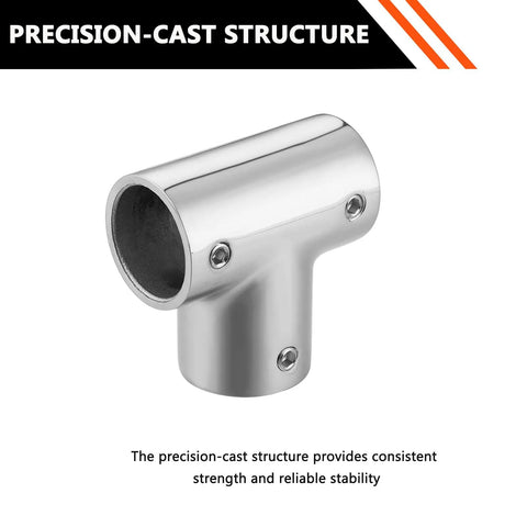 316 Stainless Steel Handrail Tee Connector 90 Degree For 1 Inch OD Tubing, Mirror Polished Heavy Duty T Joint Precision Cast
