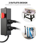 Heavy Duty Keylock Router Table Switch With Dual Power Outlets No Sweat Install For Any Professional Woodshop 125V 15Amp Multi Purpose Badass Shop Upgrade with two outlets for router and dust collection.