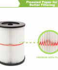 Replacement Cartridge Filter For Wet Dry Vacs Five Gallon And Larger Fits Six Gallon Eight Gallon Twelve Gallon Sixteen Gallon Thirty Two Gallon Vacuums General Purpose Heavy Duty Vacuum Filter Two Pack displayed with pleated paper