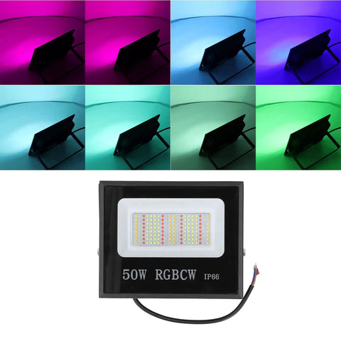 Jenivaint LED Flood Light App Controlled in 50W IP66, showcasing multiple color options for versatile outdoor lighting.