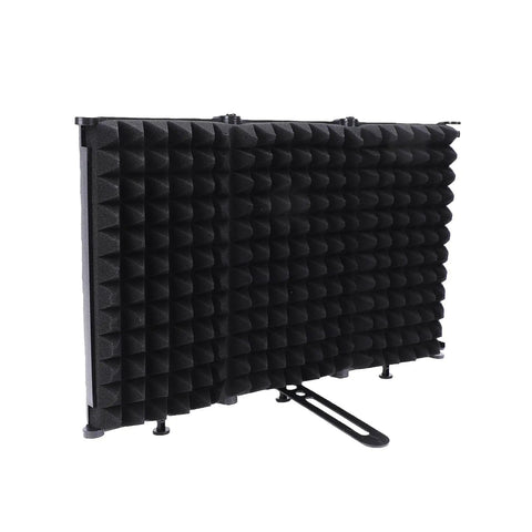 Foldable Soundproof Recording Panel With Abs And Eva Foam Acoustic Treatment Stand Mount vocal booth panel side view showing foam texture.