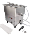 Heavy Duty 370W Commercial Fryer Filter Machine With 18L Oil Filler Cart Truck Separator showcasing stainless steel build and accessories.