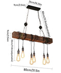 Rustic Farmhouse Chandelier For Dining Room Industrial Pendant Light With Six E26 Bulb Sockets Adjustable Suspension Hanging Fixture With Switches Vintage Warm Glow