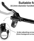 MT200 Hydraulic Brake Set For Mountain Bikes With 2 Piston Calipers showing brake lever and 22.2mm diameter handlebar fit