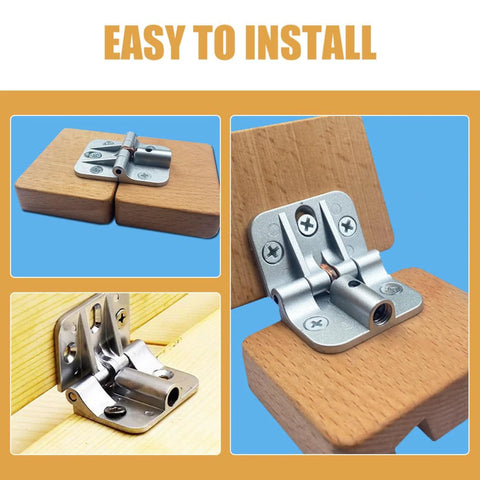 Uonlytech two-pack adjustable torque folding table hinges in zinc alloy; self-locking L-bracket for cabinet doors, 90°.