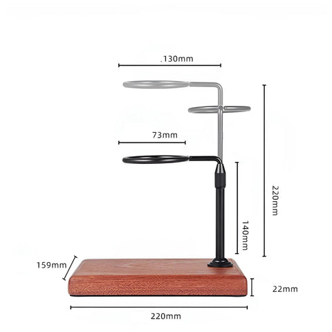 Adjustable Height 360 Rotating Pour Over Coffee Dripper Stand With Sapele Wood Base And Aluminum Arm for manual brewing dimensions