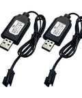 Two Pack 7.4V LiPo USB Charger With SM 2PIN Plug For RC Cars And Planes Battery Protected 7.4V USB Charger Input 5V 2A Output 7.4V 1000mAh