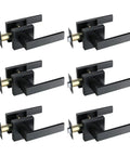 Heavy Duty Hall And Closet Door Lock With Square Lever Matte Black Zinc Alloy For Passage Doors Reversible For Left Or Right Handed Use Cylinder And Deadbolt With Outside Key And Inside Thumb Turn For Commercial And Residential, six locks displayed