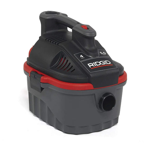 4-Gallon Portable Wet And Dry Vacuum Cleaner With A 5.0 Peak HP Motor, grab-and-go design, red finish, easy carry handle, powerful suction