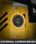 Close-up of external carbon brush on Ditch heavy lifting with this beastly 11 Piece Electric Magnetic Drill Press.