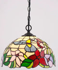 Tiffany Pendant Light Plug In Hummingbird Amber Stained Glass, 12 Inch Hanging Lamp From S101 Series with floral design
