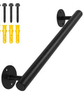 Black Metal Stair Railing Kit Heavy Duty Indoor Outdoor Wall Mounted Handrail with screws and anchors