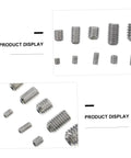 Pro Grade 300Pcs Stainless Steel Hexagon Socket Screw Assortment Kit With Allen Key And Machine Screws For Drywall Home Repairs Anti Rust Fasteners Suitable For Multiple DIY Tasks And Heavy Duty Work Around House, mixed-size stainless screws display