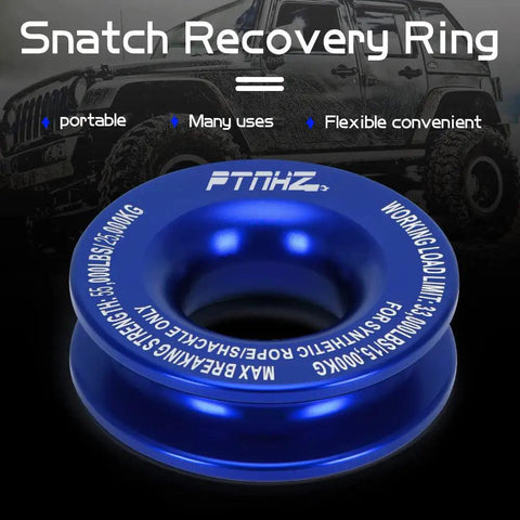 Heavy Duty Winch Snatch Recovery Ring With 55000 Lbs Minimum Break Strength Rope Retention Pulley blue 6061 aluminum
