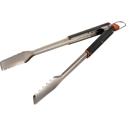 16.5 Inch Stainless Steel BBQ Tongs With Locking Mechanism Dishwasher Safe Serrated Edges For A Solid Grip Hanging Loop Long Handle Grill Tool