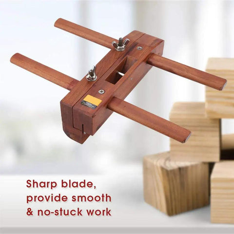 Badass Double Handle Hand Plane Built From Solid Rosewood And Fitted With A Razor Sharp Steel Blade, top view highlighting sharp blade and double handles.