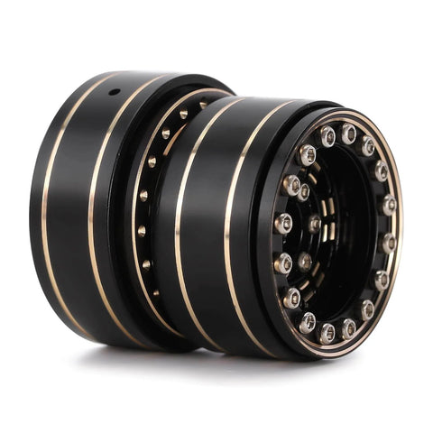 Brass Beadlock Wheel Rims 4 Pack 12 Spoke For TRX4M SCX24 FCX24 1 24 1 18 Scale RC Crawler Gray Coated Alloy Wheels 42g Each Black And Gold Low Profile Design