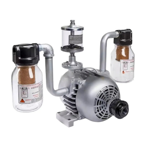 Heavy Duty Rotary Vane Vacuum Pump Serving Up Serious Industrial Power With Whisper Quiet Operation and Hella Tough Durability, Engineered for Flawless Airflow and Years of Heavy Use, Comes Factory Sealed, featuring metal housing and dual jars.