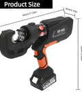 Top Shelf Hydraulic Cable Lug Crimper Pliers With Twelve Heavy Duty Dies Rock Solid 150KN showing size 44cm x 8cm x 32cm.