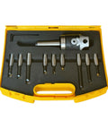 Open yellow case showing 2 Inch Boring Head With MT2 Shank, 3/8-16 Thread, 1/2 Inch Boring Bar Set, 9 Piece 1/2 Inch Shanks