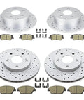 Front And Rear Drilled And Slotted Brake Rotors And Ceramic Brake Pads Kit For Hyundai Sonata And Kia Optima 2011 2015