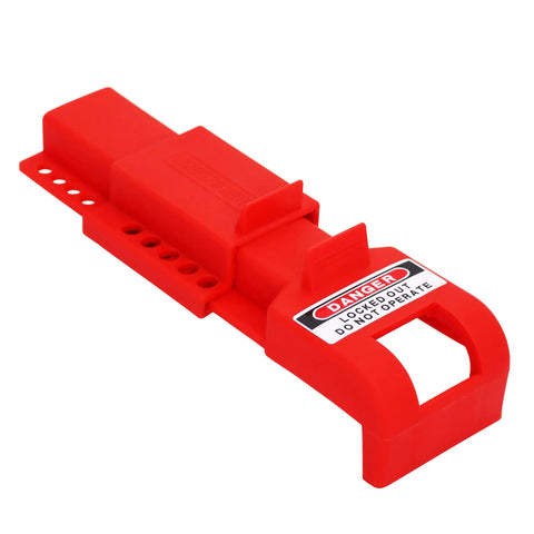 Red Butterfly Valve Lockout Device For 3 And 11 Thirty Second Inch Valve Head Diameter Water And Propane Shut Off shown in close-up