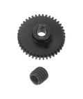 Mod 1 40T Pinion Gear For RC Cars And Trucks With 8mm Bore Hardened Steel Spur Gear shown with separate screw component