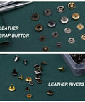 Leather Rivets and Snap Fastener Kit With Tools for DIY Projects Shoes Repair 320 Rivets in Two Sizes 60 Snap Buttons on fabric
