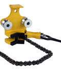 Yellow BC 510 6 Inch Bench Chain Pipe Vise with 5in body and 6in chain for truck bumper or workbench mounting.