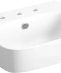 ModernLife Rectangular Wall Mount Bathroom Sink With Overflow 8 Inch Widespread Center Mount Faucet Holes, sleek ceramic design
