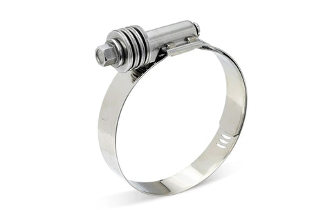 Heavy Duty Stainless Steel Constant Tension Clamp With Nine Sixteenths Band Auto Adjusting Spring Loaded Design Delivers Dead Nuts Tight Seal Prevents Leaks Ideal For Plumbing Pipe Hose Repairs