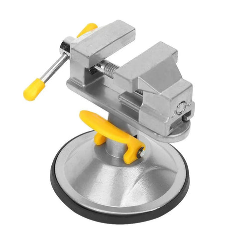360 Degree Rotating Vise Workbench With Suction Cup Base for DIY projects, showing suction base and adjustable jaws.