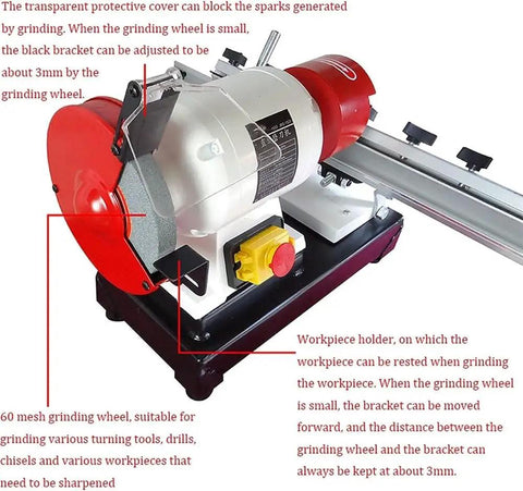 Heavy Duty Automatic Knife Grinder And Saw Blade Sharpener Featuring Cast Iron Base And Linear Guides Delivers precision with 60 mesh grinding wheel.
