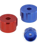 2 Pack Round Wheel Handle Made Of Aluminum Alloy For Refrigeration Gauges And HVAC Control Valves Easy Grip Knobs With 6.6mm Square Mount Port Durable Anti Rust Replacement For Air Conditioners, red and blue
