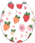 Generic Round Resin Toilet Seat for Bathroom with colorful strawberry and floral print design.