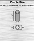 Diagram showing dimensions of Heavy Duty Aluminum Spacer Three Eighths Inch Outer Diameter And One Quarter Inch Inner Diameter Round Standoff Unthreaded Bushing Plain Finish For Quarter Inch Or M6 Bolts Half Inch Length Pack Of Ten