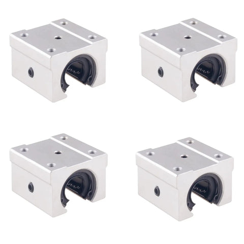 Pro Grade SBR25UU Aluminum Slide Block Set, 4 Pcs 25mm Linear Bearing Ball Slides for 25mm Guide Rails, front view