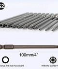 Kickass 11 Piece Security Torx Bit Set Hardened S2 Steel With Grabby Magnetic Tips And Quarter Inch Hex Shank, S2 steel bits on display.