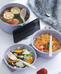 Ramen Noodle Bowl Set With Microwave Cooker, Chopsticks, Spoon, And Phone Holder, Durable Straw Fiber Bowls For College Dorm Life