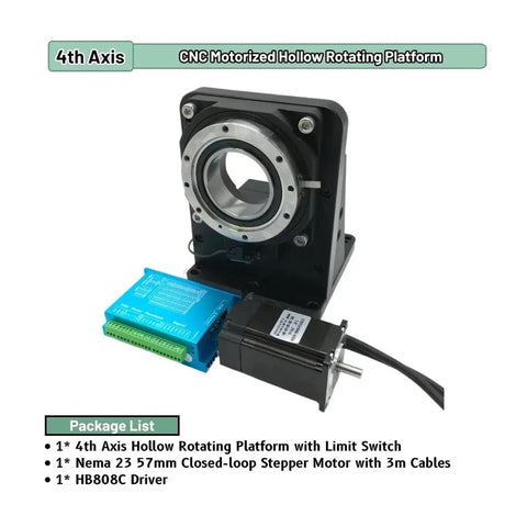 Top Pick 4th Axis Electric Rotary Table Featuring Killer 3Nm Encoder Stepper 360 Degree Motorized Turntable For Rock Solid CNC Workflow Tight Angular Grip Every Shop Demands, showing motor with mount.
