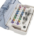 Top Notch Universal Implant Torque Wrench And Prosthetic Driver Kit with colorful shanks in a plastic case, 10 to 70 Ncm