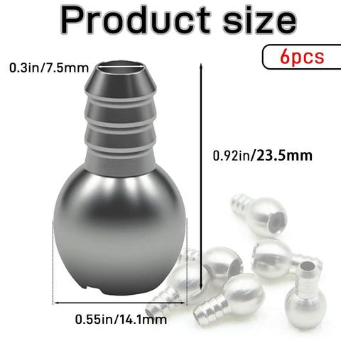 Stainless Steel Pro Grade Foam Cannon Filters 6 Pack for Standard 1 Quarter Inch Pressure Washer Lances, size details shown