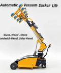 Heavy Duty Electric Vacuum Lifter With Beast Mode Suction Grip For Glass And Tile Panels Smooth Operator, side view of yellow machine.