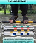 Heavy Duty Retractable Traffic Cone Bar Set Prime Gear For Road Work And Crowd Control No Sweat Adjustable Safety Barrier on wet ground.