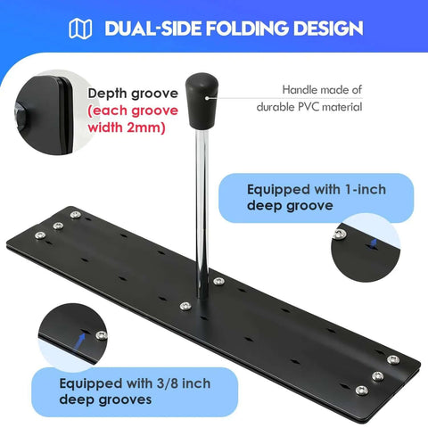 Fifteen Point Seven Inch Heavy Duty Sheet Metal Folding Hemming Tool Dual Side Bender with sight holes, featuring depth grooves.