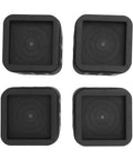 4 Pack Furniture Vibration Control Pads With Ultra Grippy Rubber Feet for washing machines and sofas, square black design.