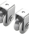 Beefy Two Pack Heavy Duty Stainless Steel Pulleys With Dual Wheel Grooved Track For Bolt Fixed Installations, 400 Kg Max Load